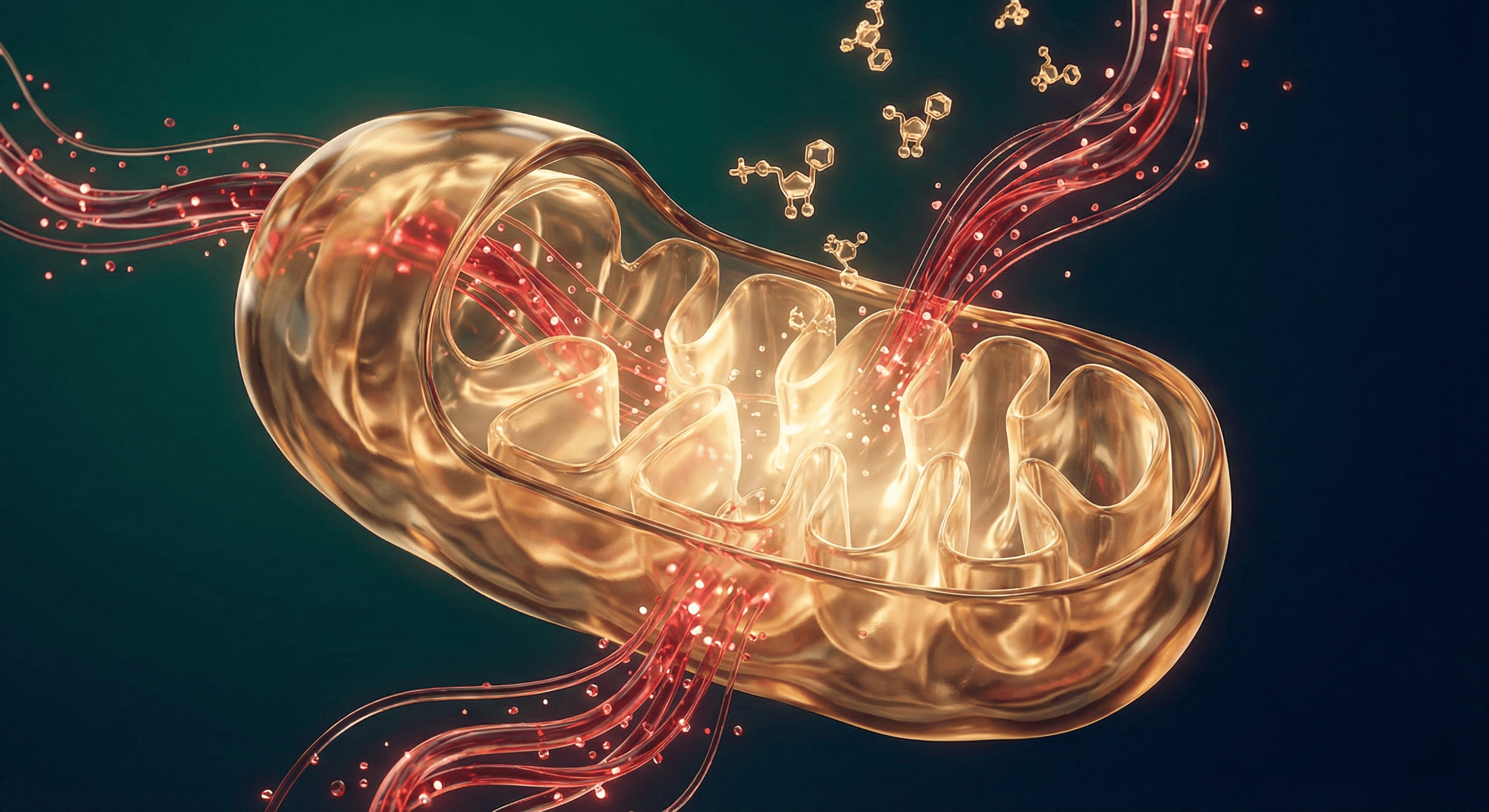 Mitochondria cellular energy visualization - photobiomodulation activating ATP production